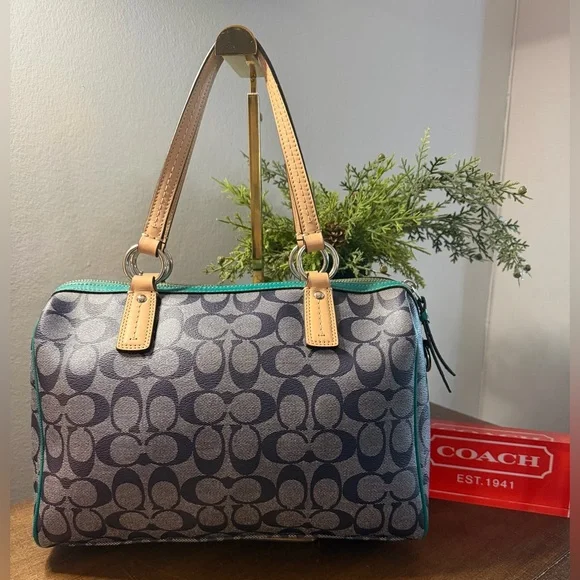 Coach Signature Stripe Jade Satchel/Crossbody - Picture 3 of 16